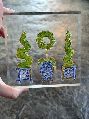 Mud Pie Topiary Acrylic Shelf Sitter Home Decor NWT